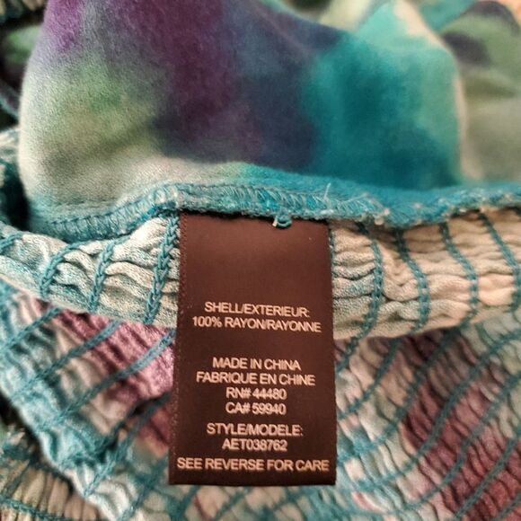 AFRM Bardot Tie Dye Smocked Square Neck Top size Medium in Teal - Picture 12 of 13